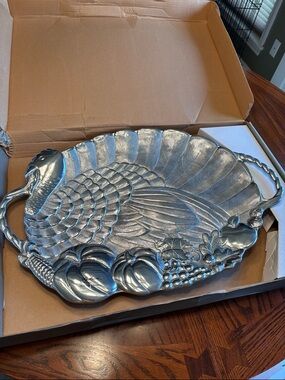 Gorham Silver-Tone Decorative Turkey Serving Platter